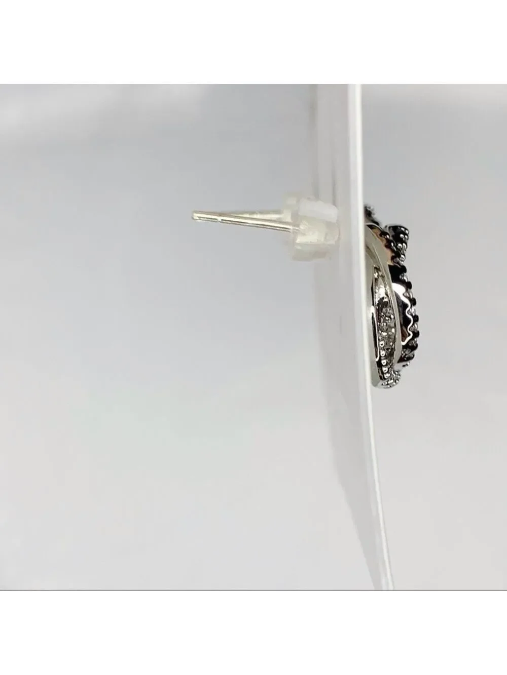 𝅺new STOCK-Pave Zircon Rose shape Silver Earrings
